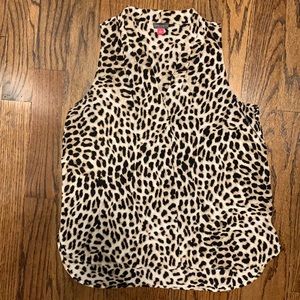 Vince Camuto Leopard Print Sleeveless Blouse - Large